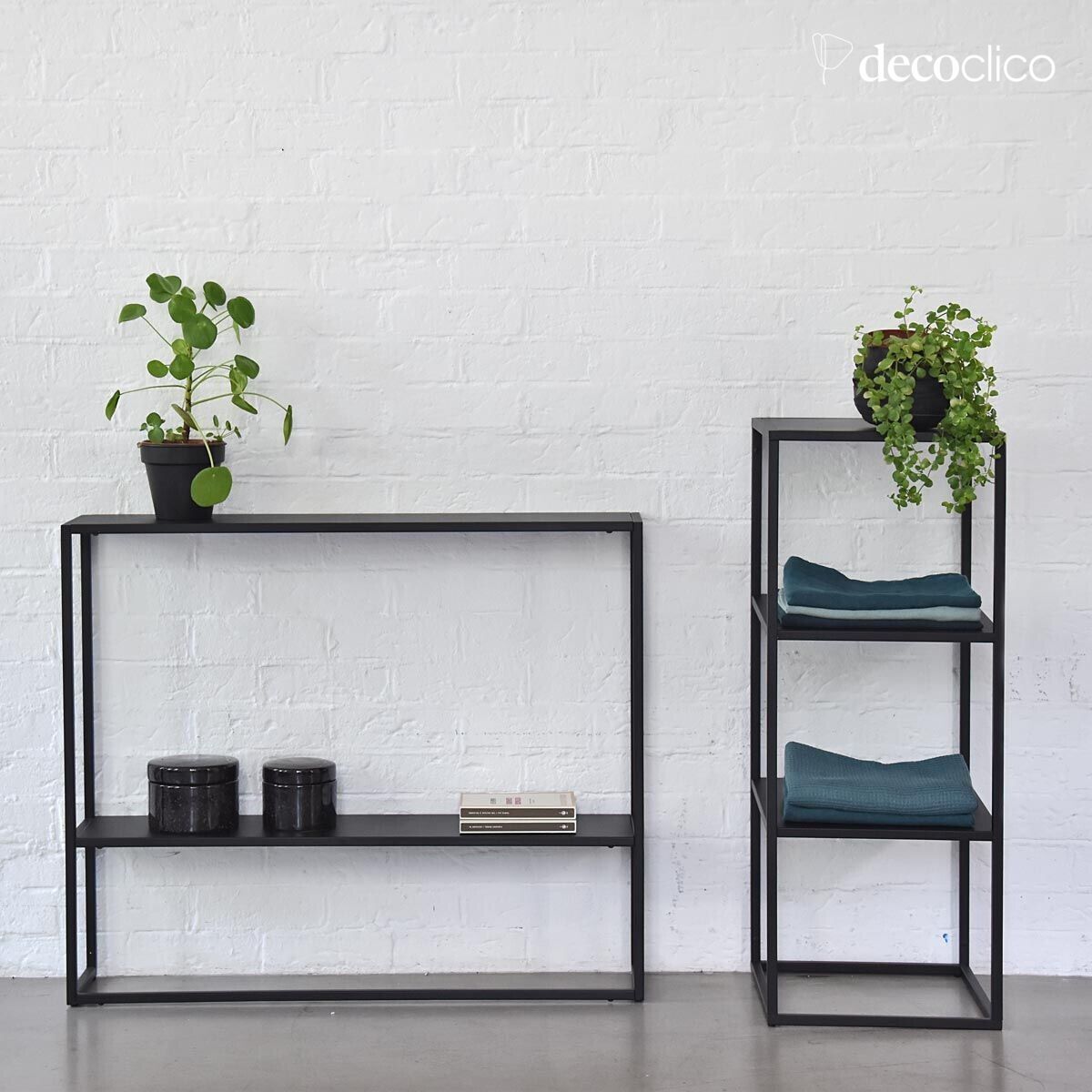 Console double niveau en métal noir mat Bricklane