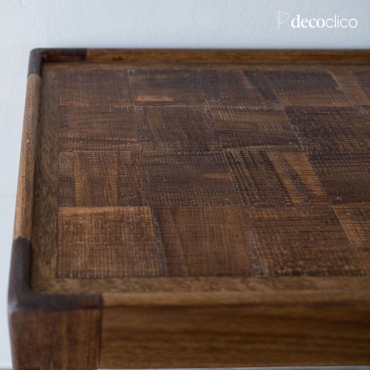 Consolle in mango con piano intarsiato Garenne