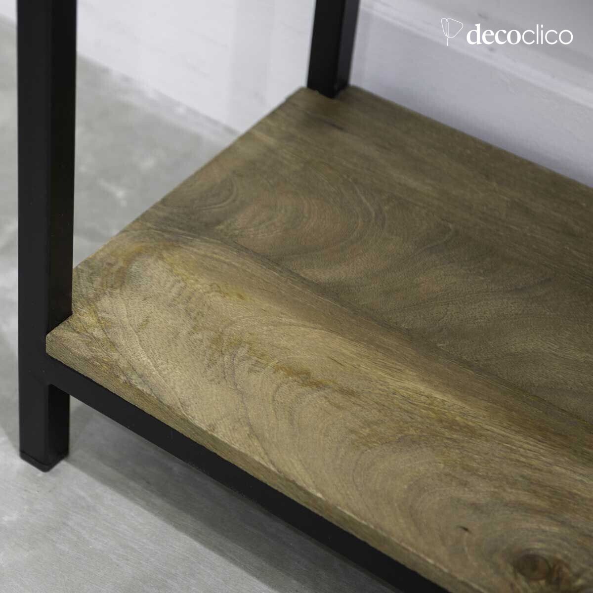 Consolle in metallo nero opaco e ripiani in mango 2 cassetti Brooke