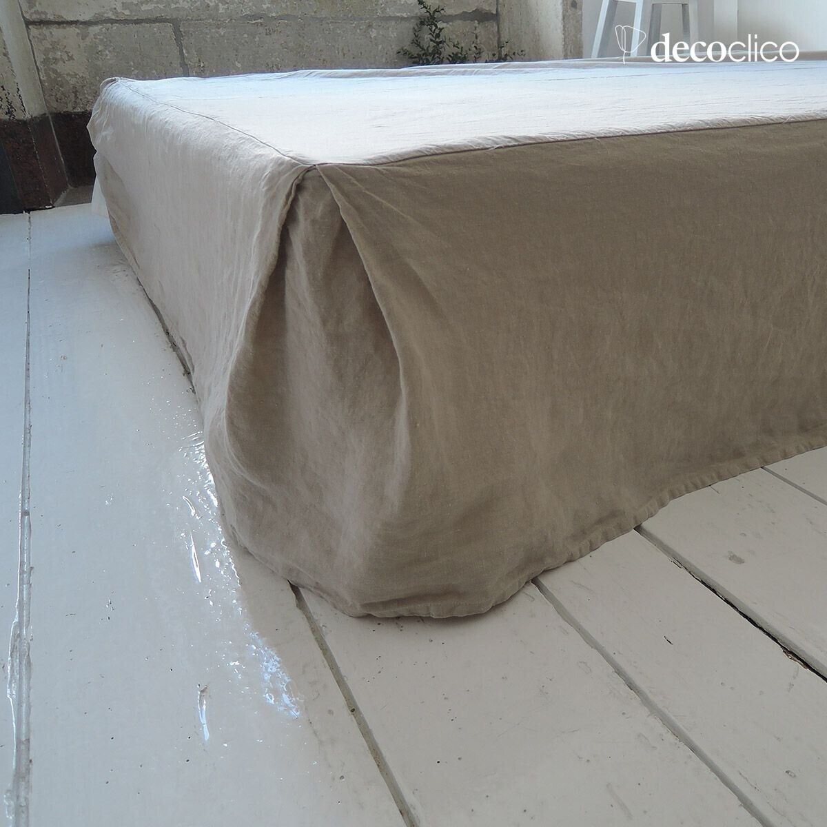 Copripiumino in lino lavato sabbia e parte superiore in percalle - 140x200 Oslo Passage Vernet