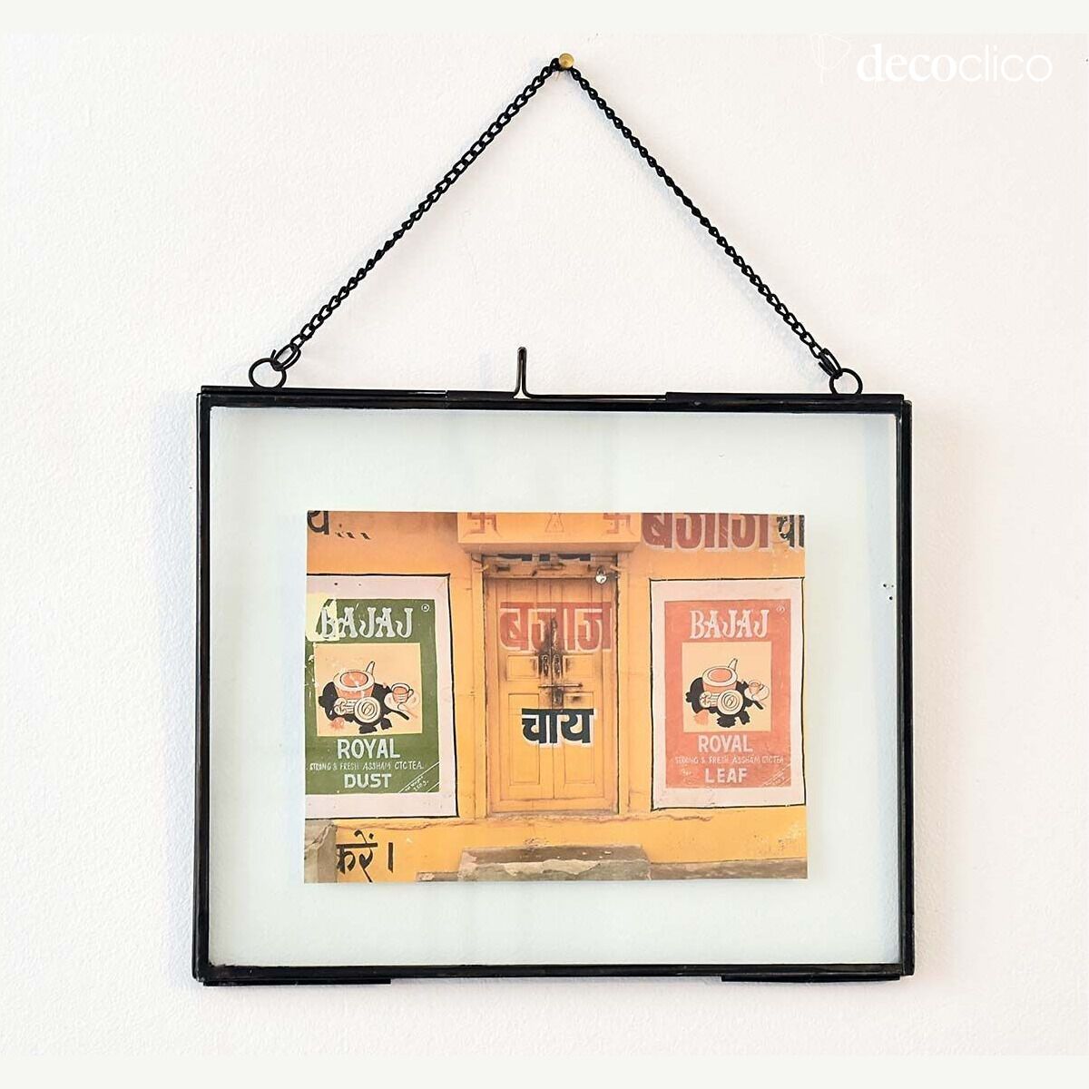 Cornice orizzontale con catena in vetro e metallo finitura nero opaco 25 x Mira