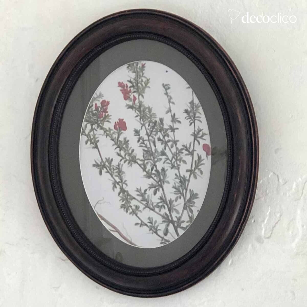 Cornice per foto ovale con effetto legno modanato e fregio di perle 31 x 26 cm Manderley