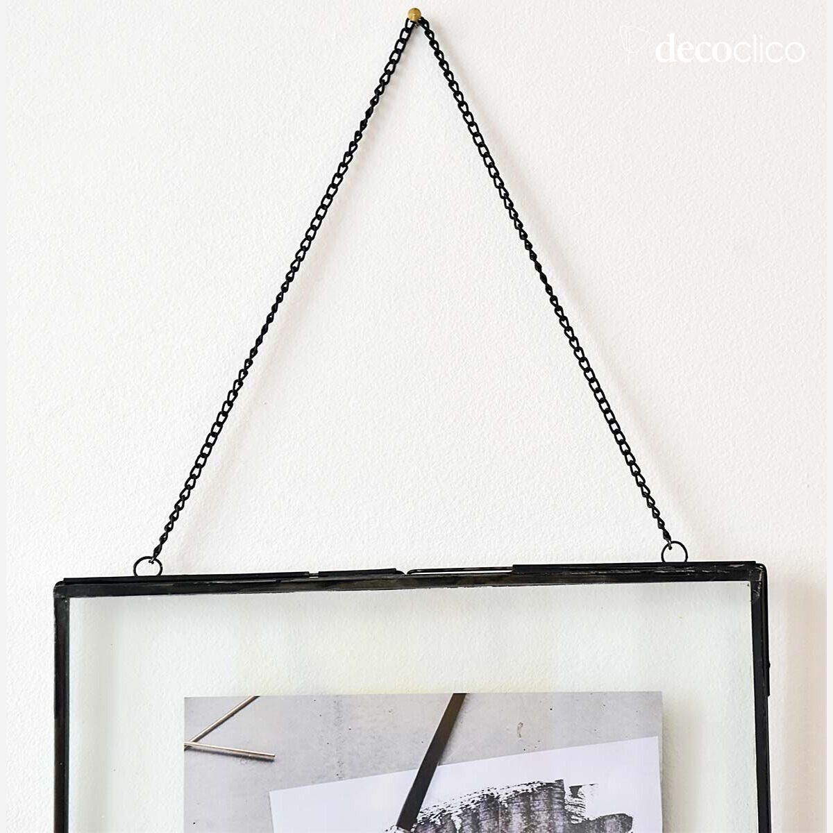 Cornice verticale con catena in vetro e metallo finitura nero opaco 27 x 3 Mira