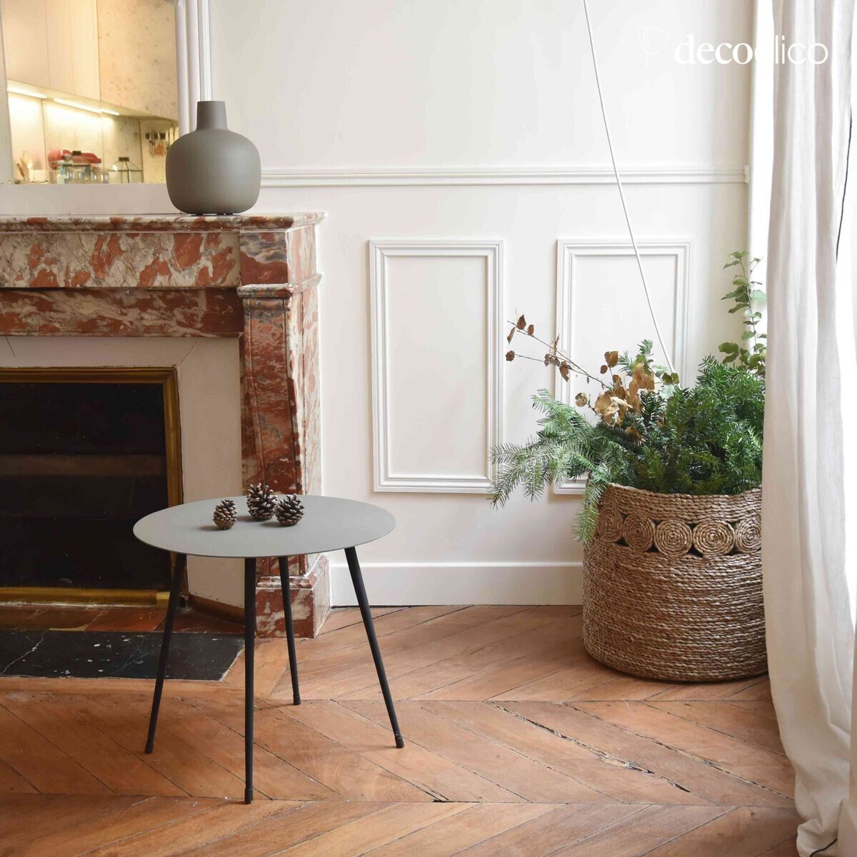 Couchtisch D 45 cm aus olivgrünem Metall Tosca