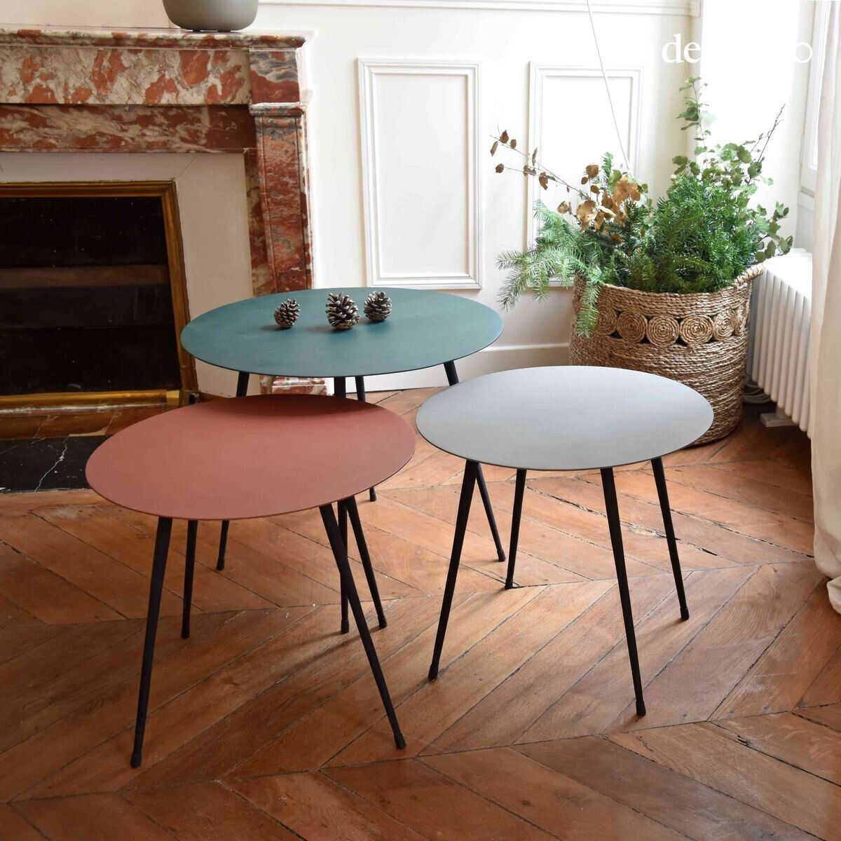 Couchtisch D 45 cm aus Terracotta-Metall Tosca