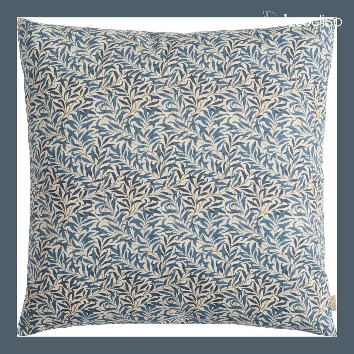 Coussin carré en popeline de coton Willow Bleu