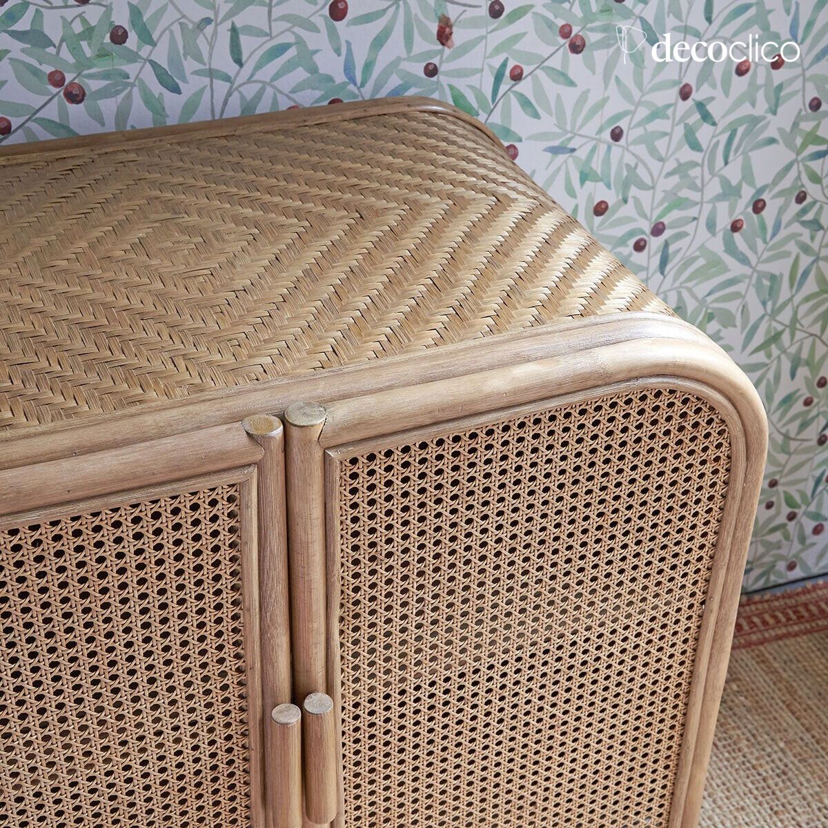 Credenza a 2 ante in rattan e cannage marrone Rosalie