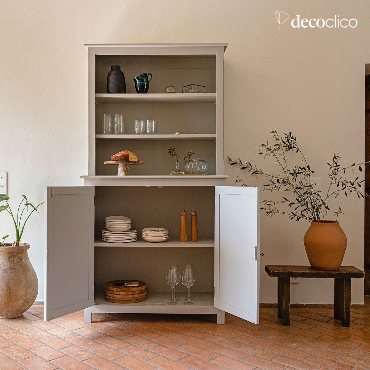 Credenza a due corpi in pino marittimo grigio chiaro Léandre (incl refs 67071 - 67072) Leandre