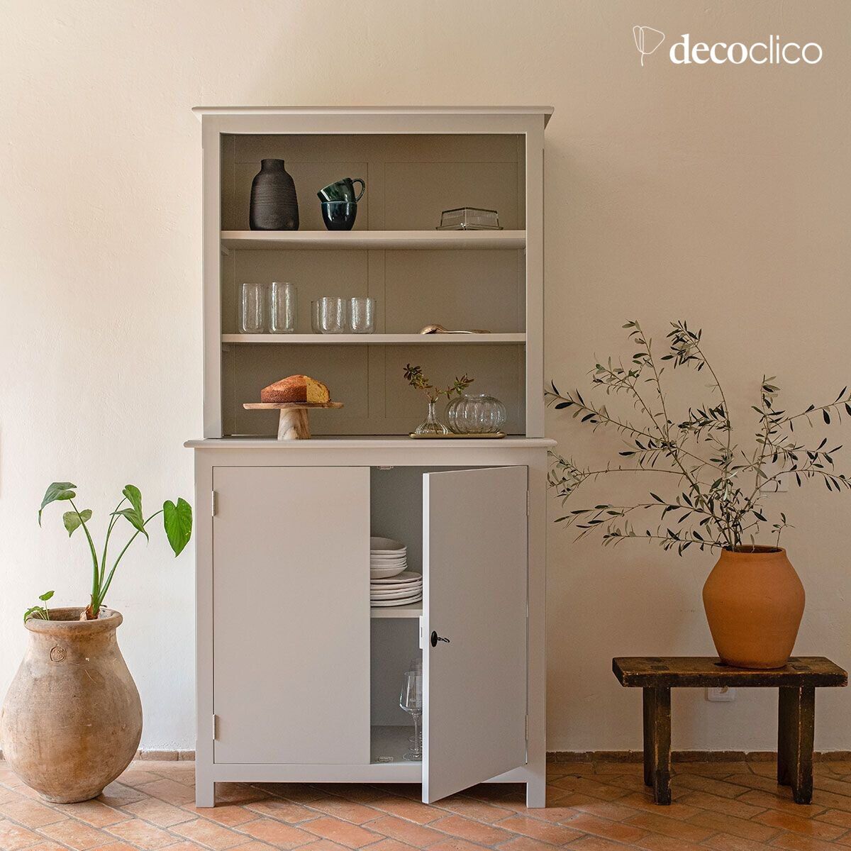 Credenza a due corpi in pino marittimo grigio chiaro Léandre (incl refs 67071 - 67072) Leandre