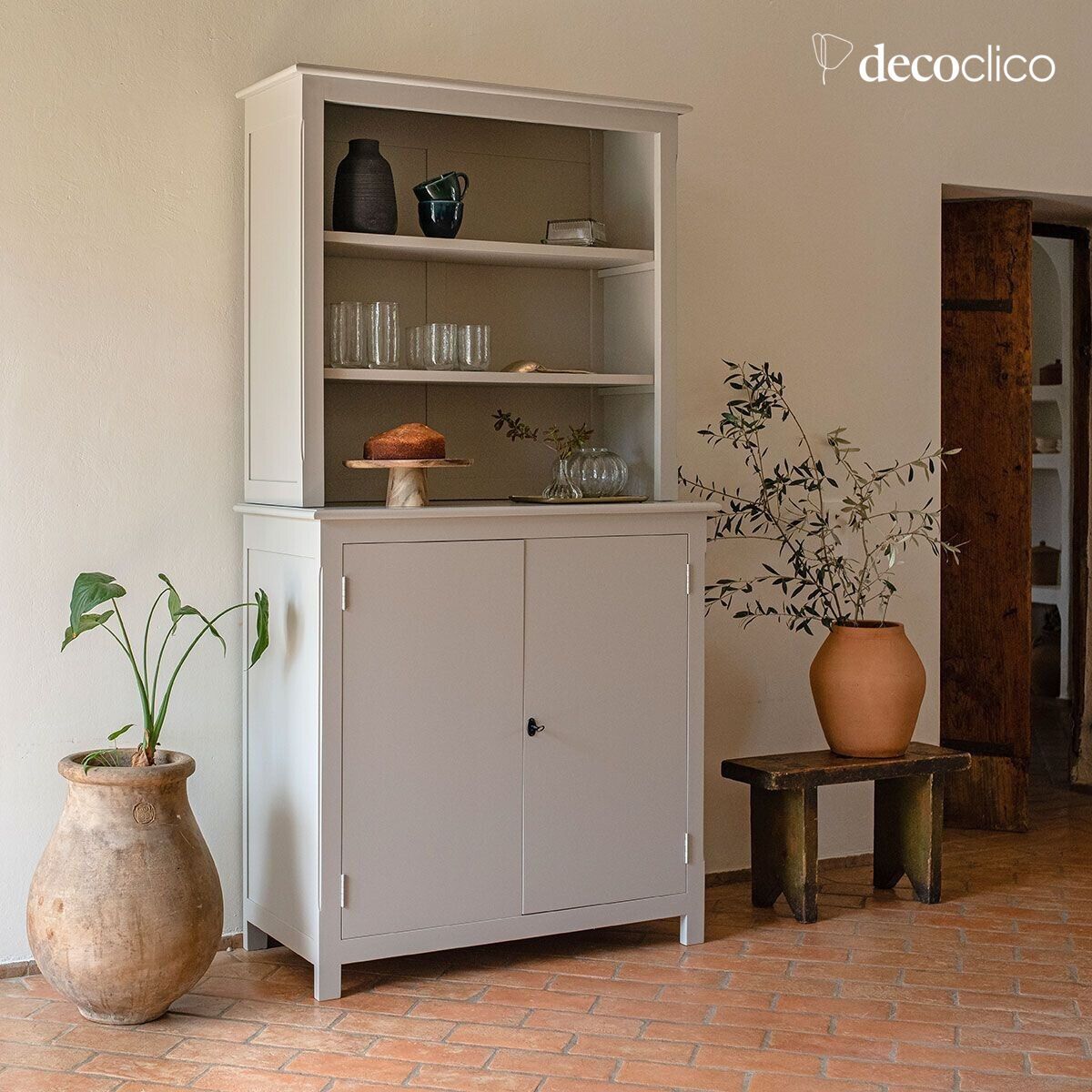 Credenza a due corpi in pino marittimo grigio chiaro Léandre (incl refs 67071 - 67072) Leandre