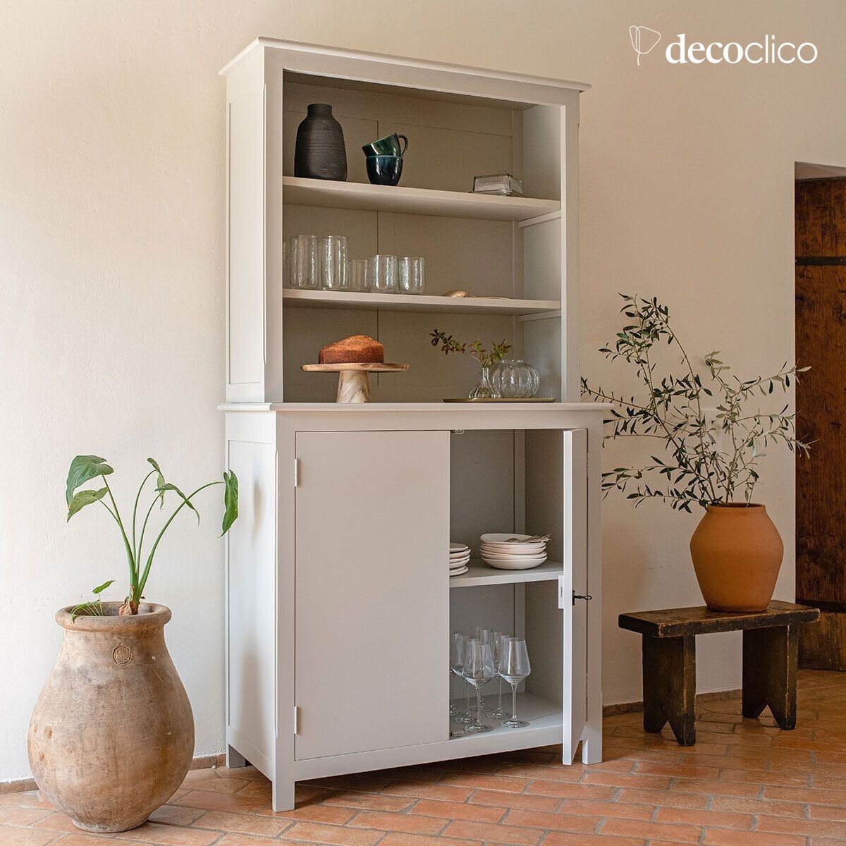 Credenza a due corpi in pino marittimo grigio chiaro Léandre (incl refs 67071 - 67072) Leandre