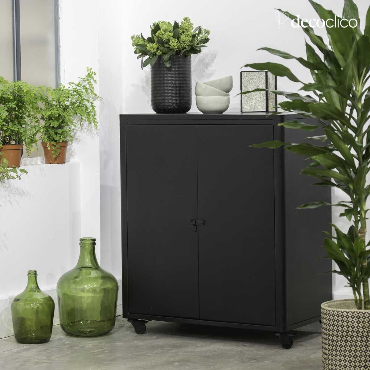 Credenza in metallo nero opaco 2 ante Bonnie