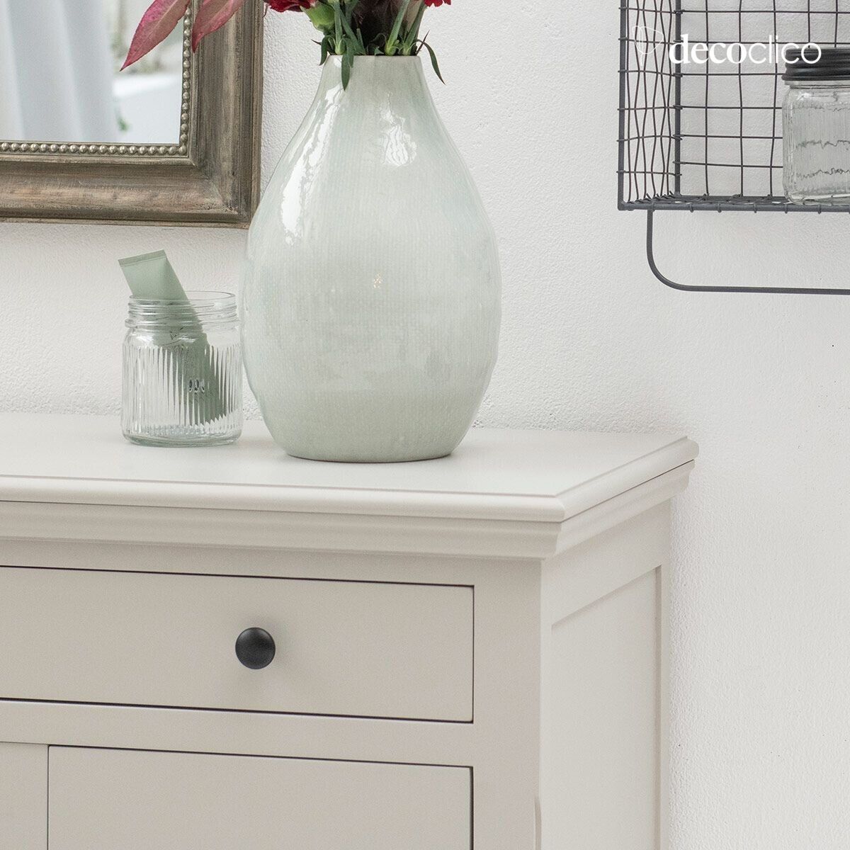 Credenza parigina 2 ante 1 cassetto in pino marittimo grigio chiaro Léandre