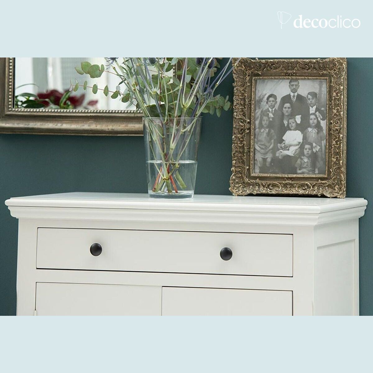 Credenza parigina 2 ante 1 cassetto in pino marittimo grigio chiaro Léandre