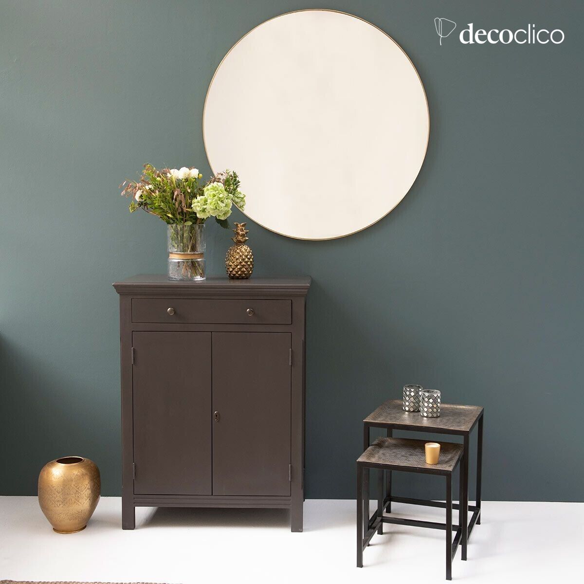 Credenza parigina 2 ante 1 cassetto in pino marittimo grigio scuro Léandre