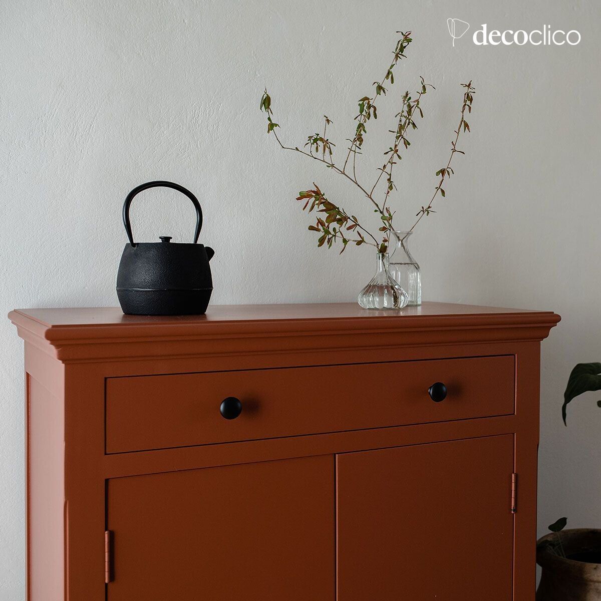 Credenza parigina 2 ante 1 cassetto in pino marittimo terracotta Léandre  Decoclico