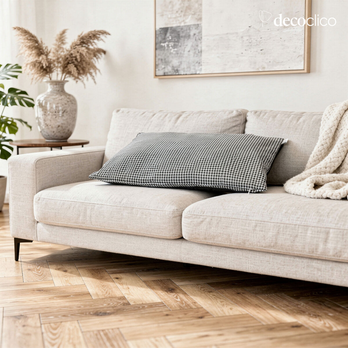 Cuscino rettangolare in cotone stampato motivo vichy Romy 40x60 cm