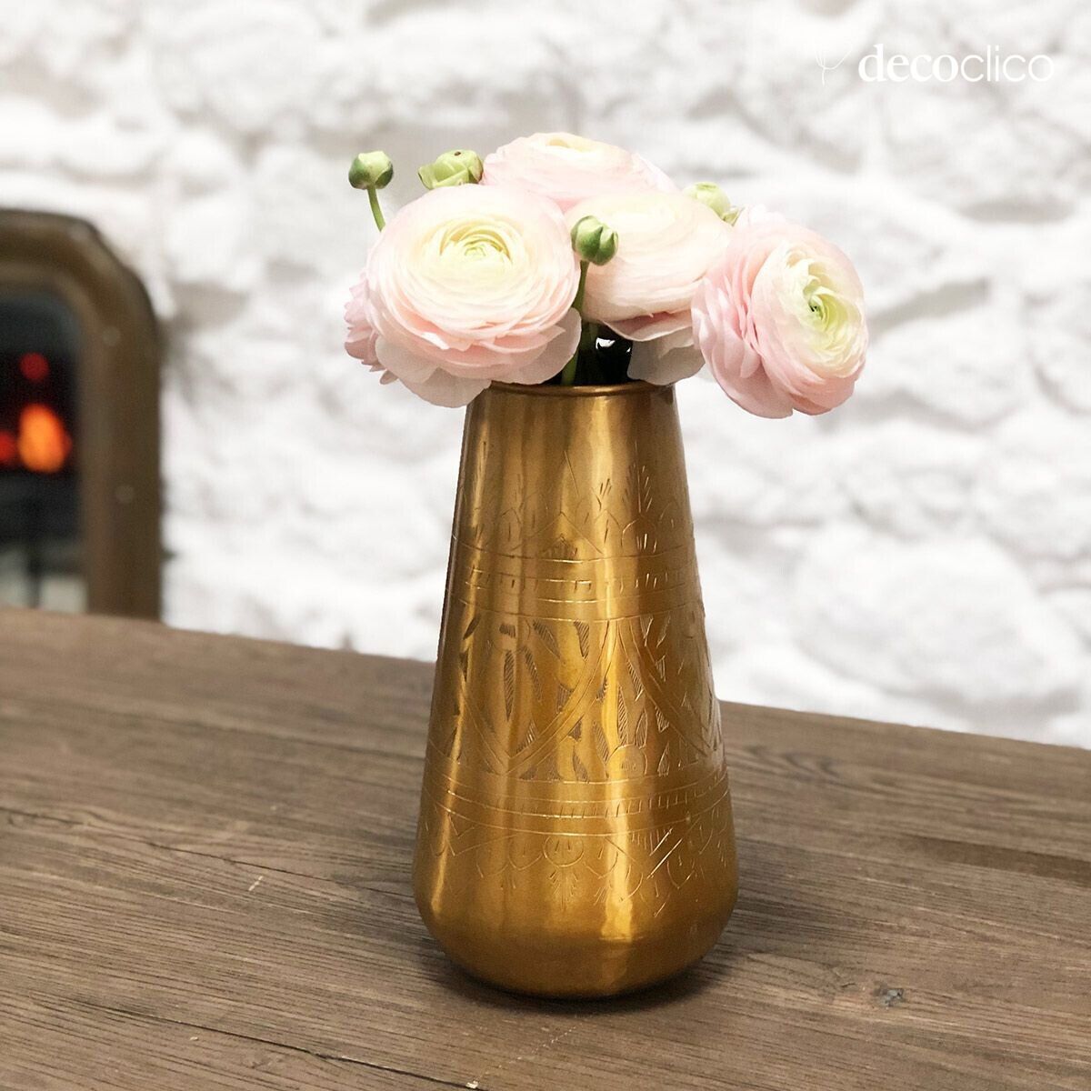 Cylindrical vase in gold aluminum H26 cm  Jaya