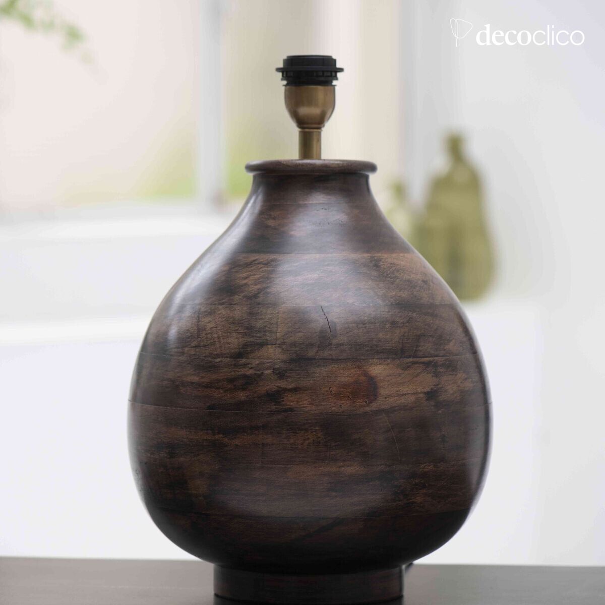 Dark solid mango wood bulb base