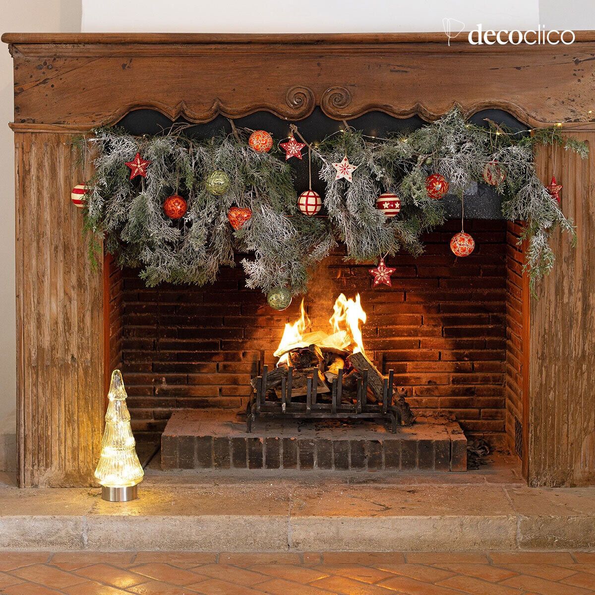 Decoratieve dennenboom in gesmeed transparant glas met LED's