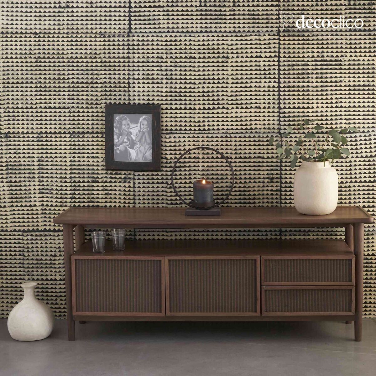 Dekorationsvase aus handgefertigtem, cremefarbenem Pappmaché Pia