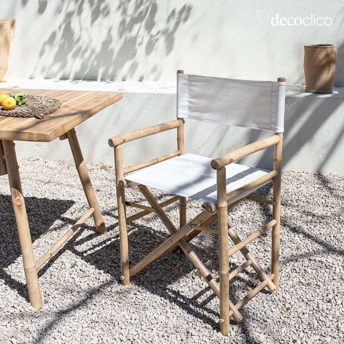 Director's chair in natural bamboo with cream fabric Taman