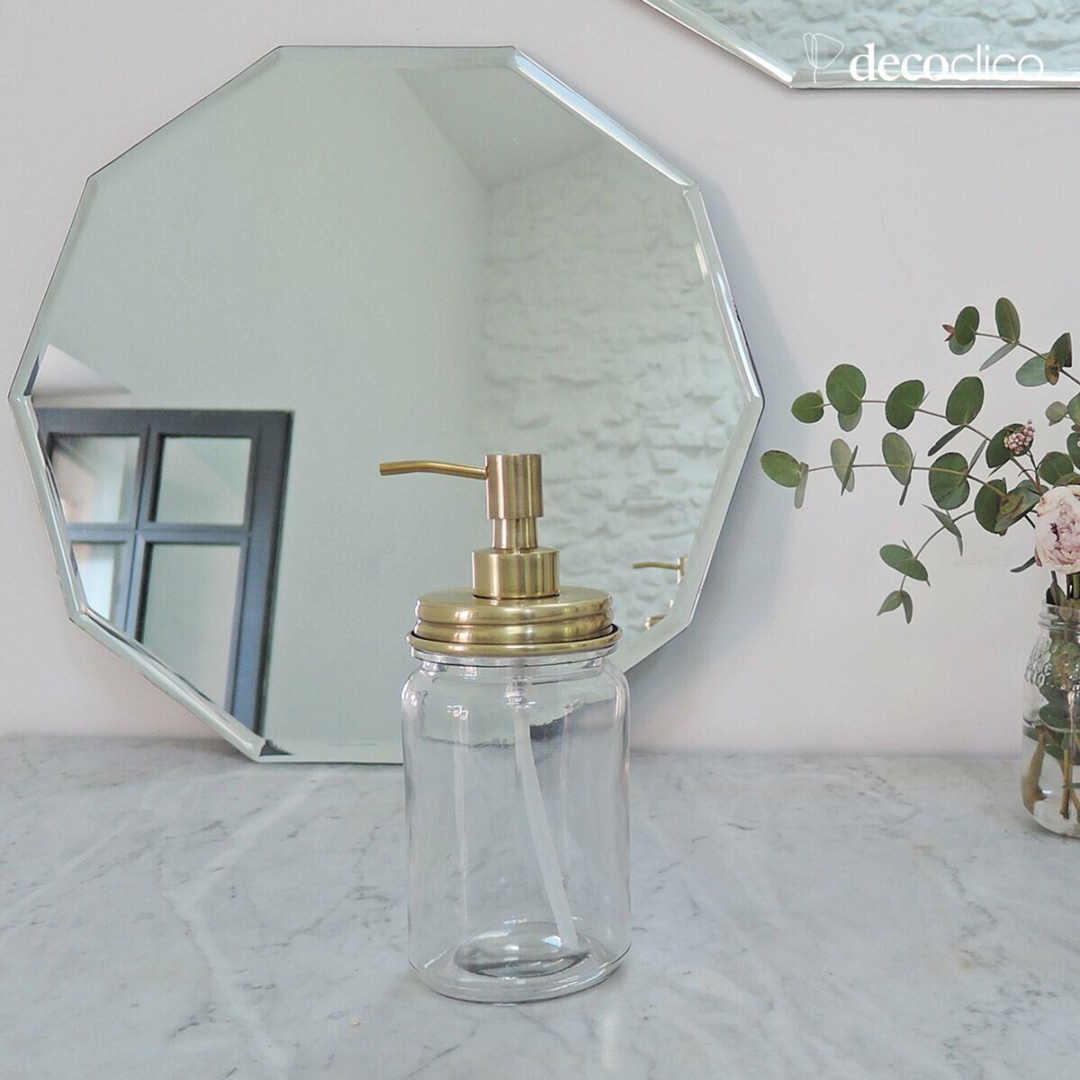 Distributore di sapone liquido in vetro e ottone Chaumont