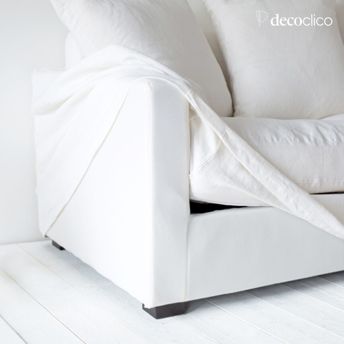 Divano sfoderabile in lino stropicciato Cap Breton bianco sporco - L 157