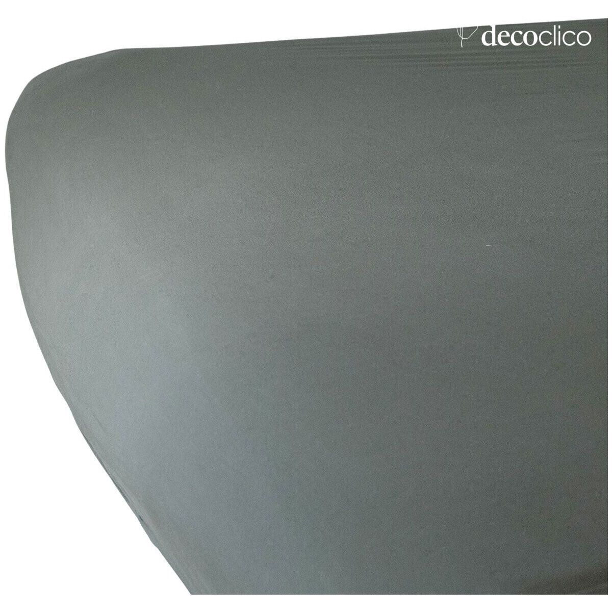 Drap housse en coton percale lavée vert de gris - 140x200 cm Ninon