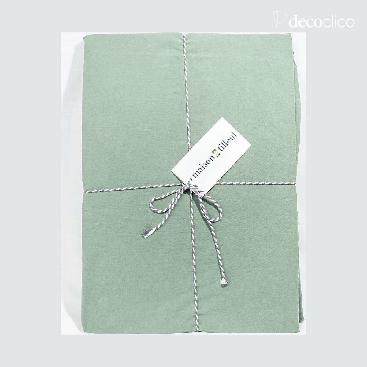 Drap housse en percale lavée de coton céladon 140x200 cm  Ninon