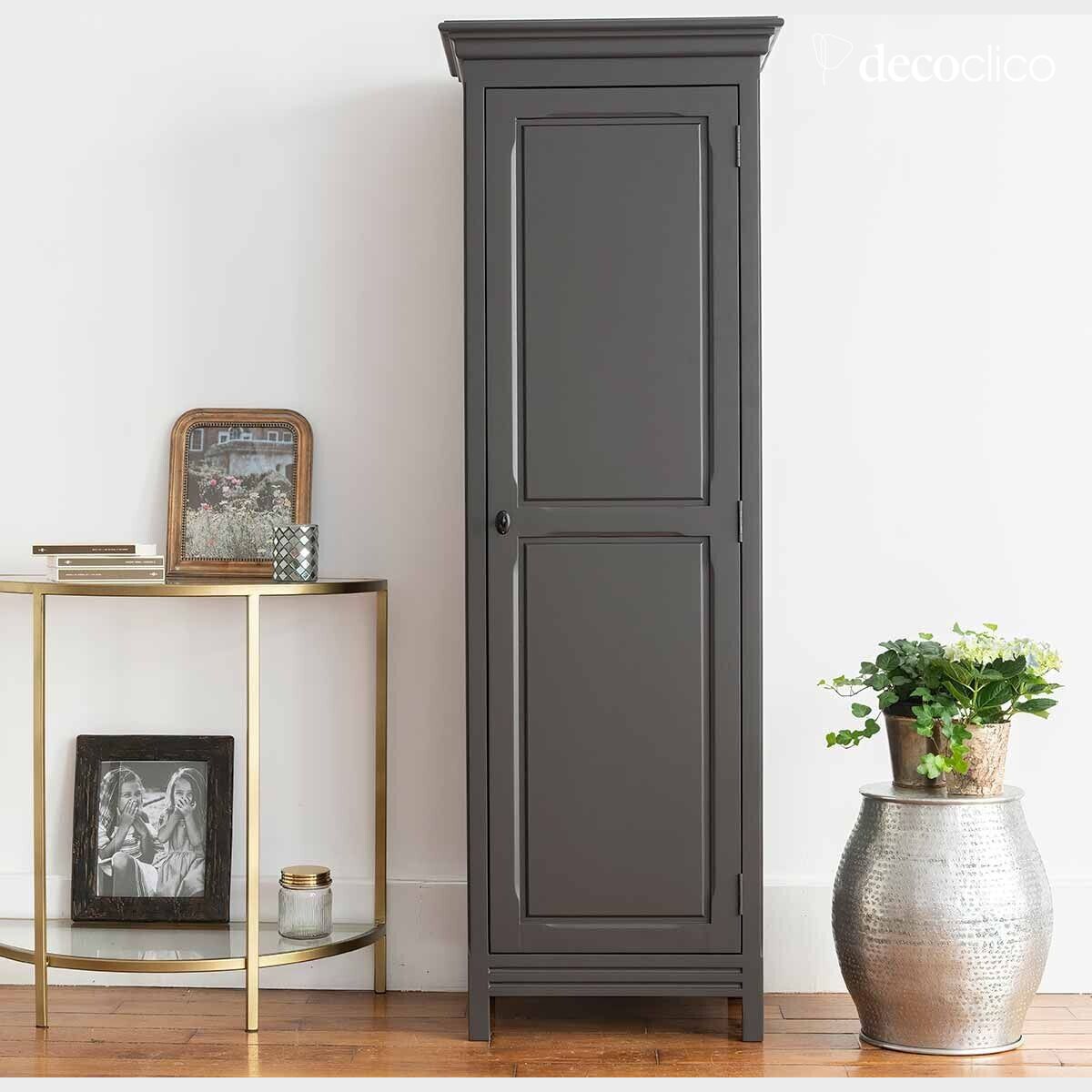 Dressmaker's cabinet, 1 door, dark gray maritime pine Léandre