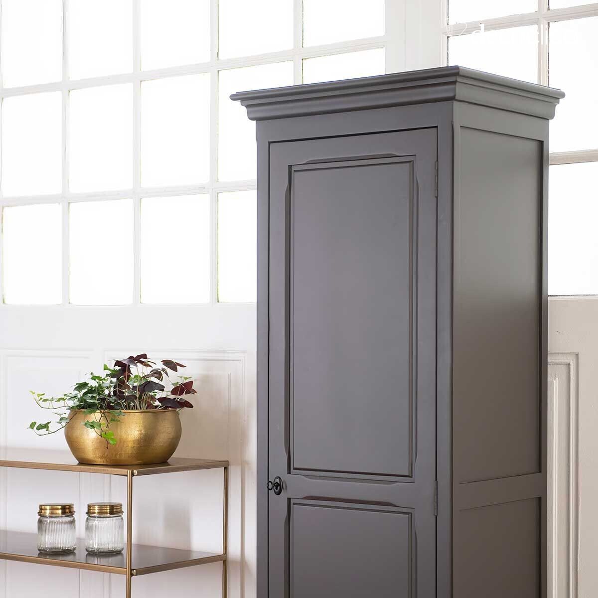 Dressmaker's cabinet, 1 door, dark gray maritime pine Léandre