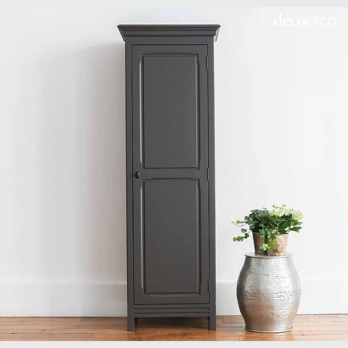 Dressmaker's cabinet, 1 door, dark gray maritime pine Léandre