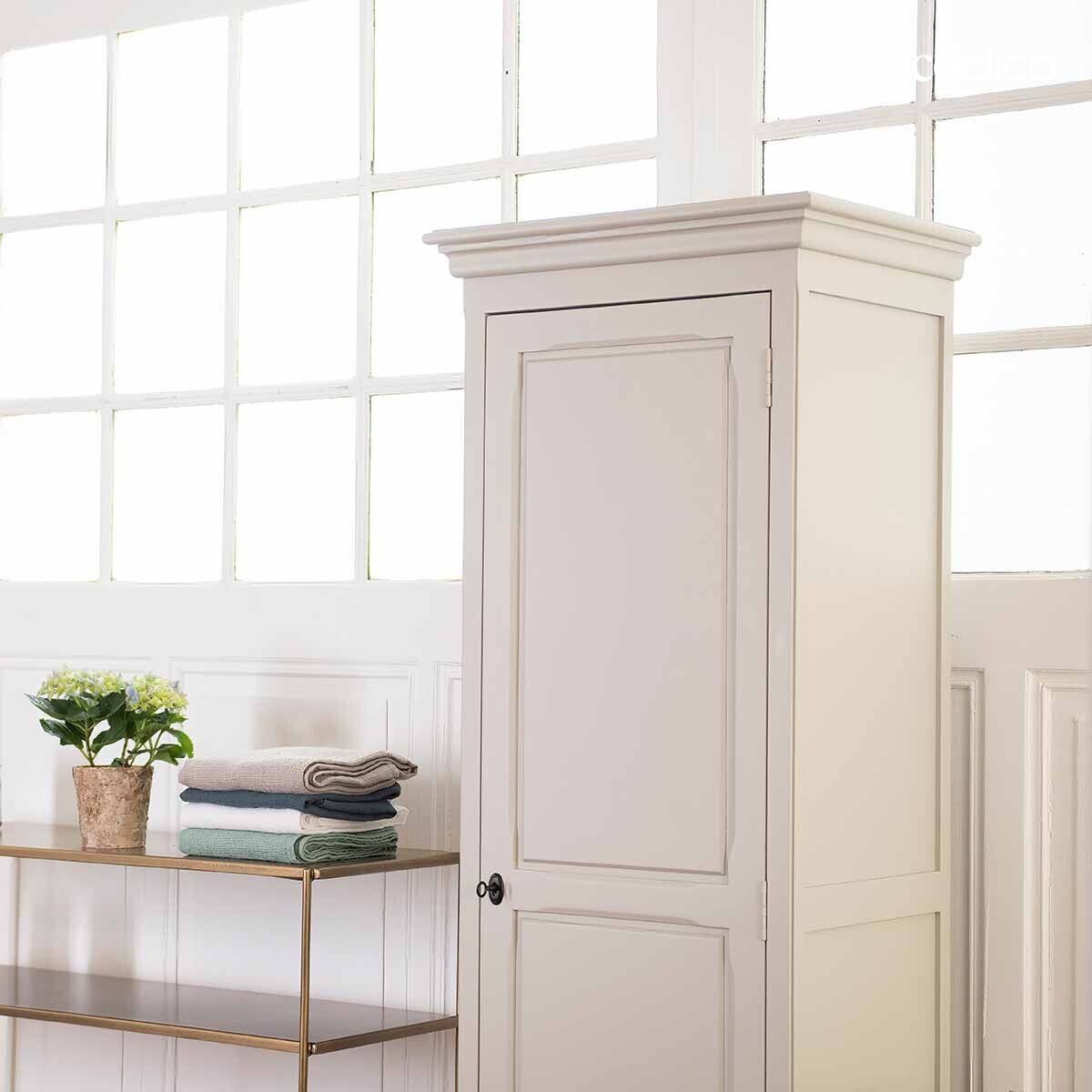 Dressmaker's cabinet with one door in light gray maritime pine Léandre