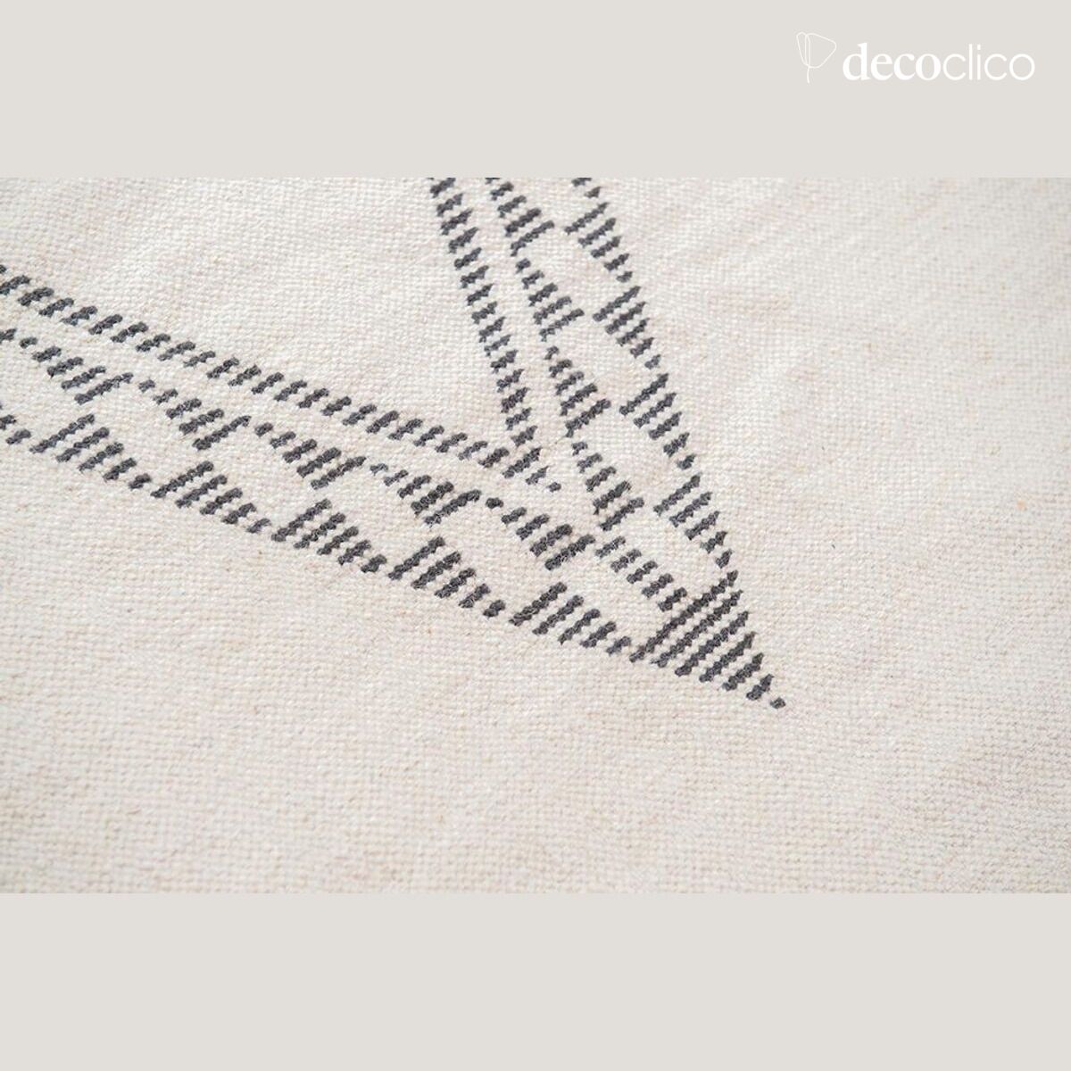 Ecru wool carpet with hand-woven black pattern 140 x 200 cm Bergen