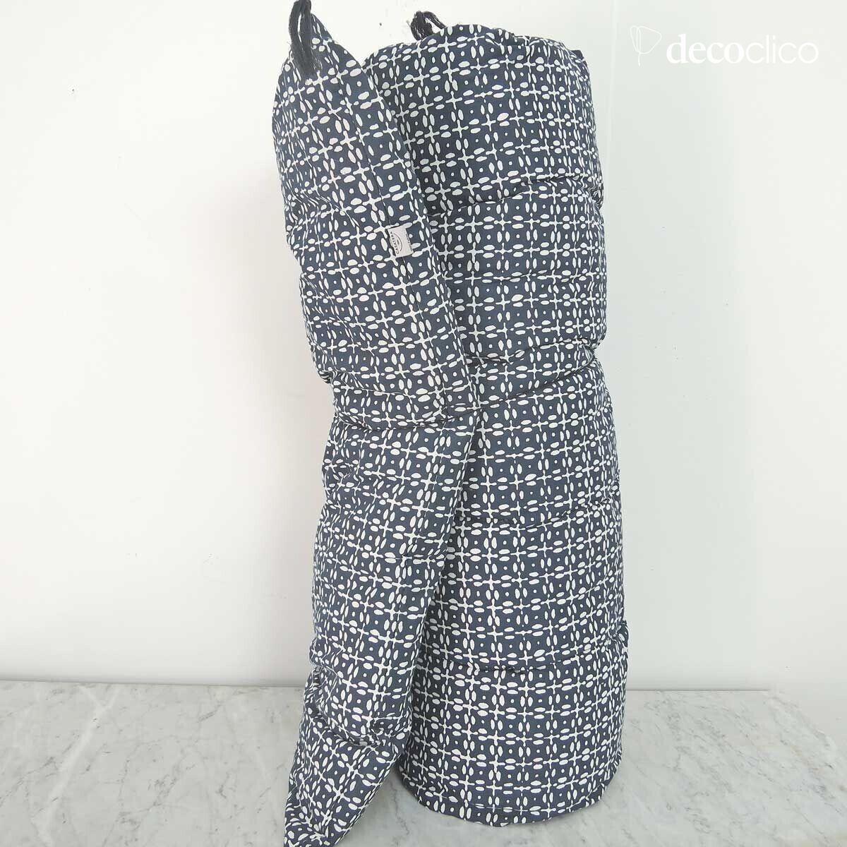 Edredón sobrecolchón de algodón estampado block print blanco sobre fondo azul de Prusia C Tessa