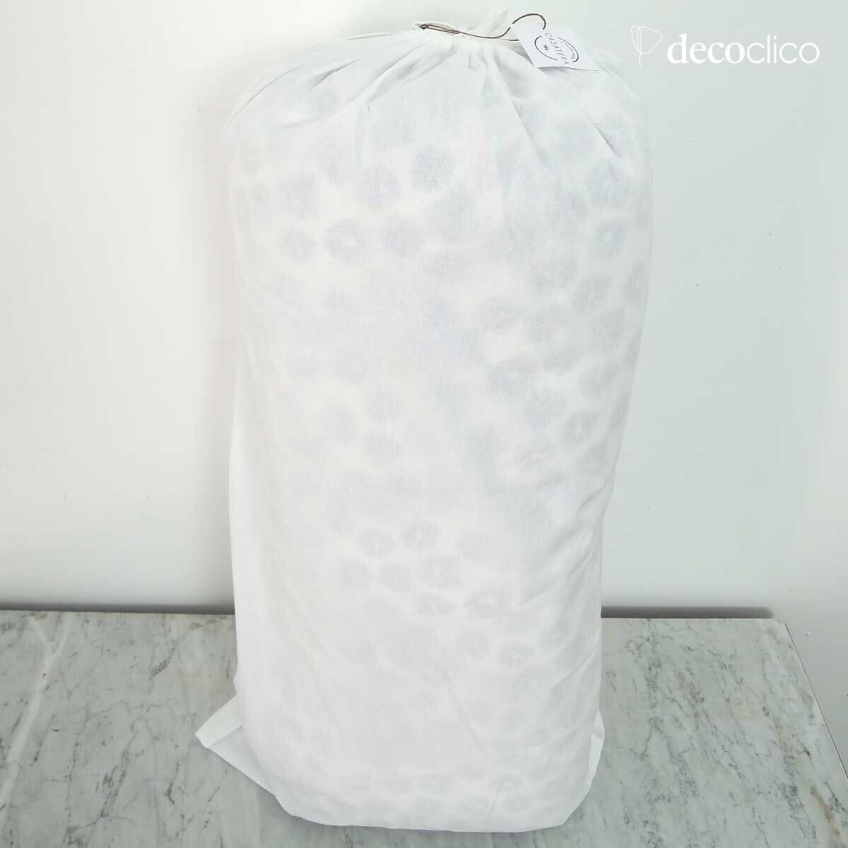 Edredon sur-matelas en coton imprimé block print bleu de prusse sur fond blanc F