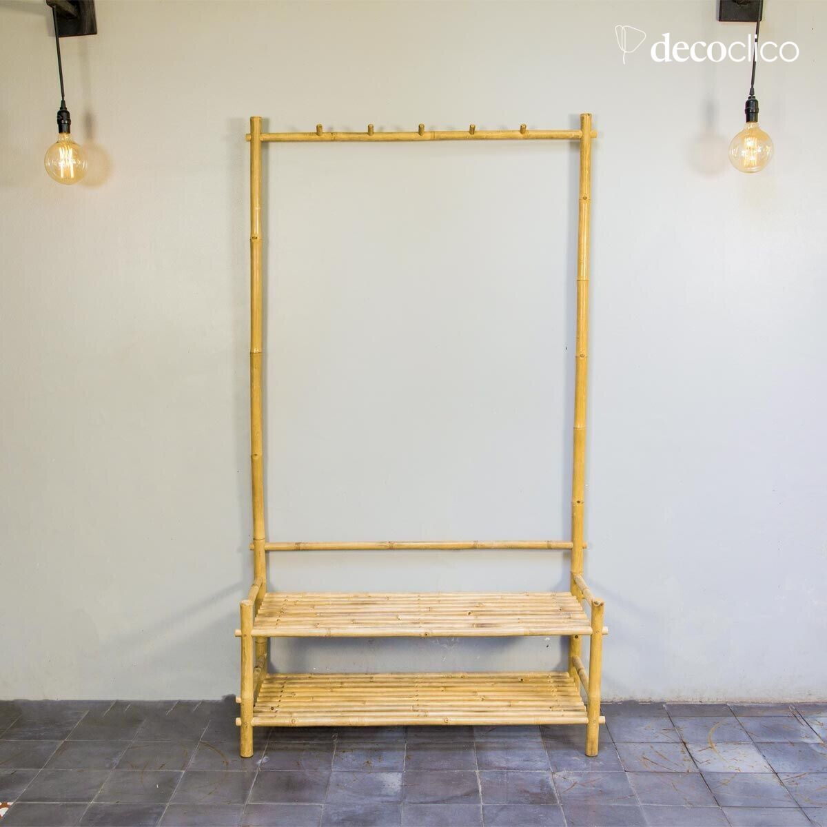 Entrance hall furniture, cloakroom, coat rack in natural bamboo Taman