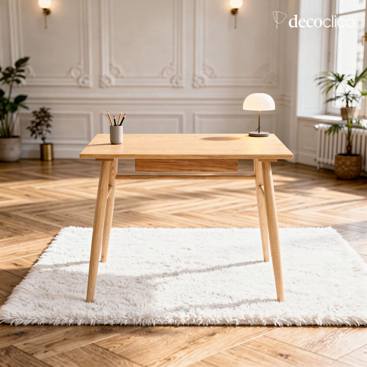 Escritorio de roble con 1 cajón de estilo escandinavo Bloom