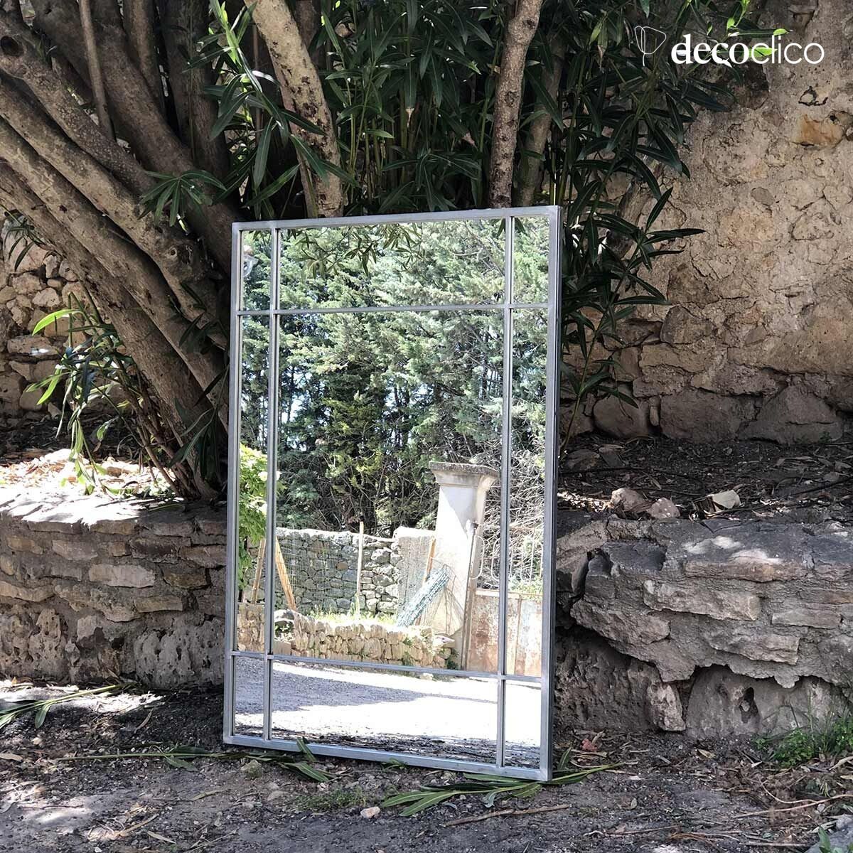 Espejo Art Déco de metal con acabado de zinc  Wallis