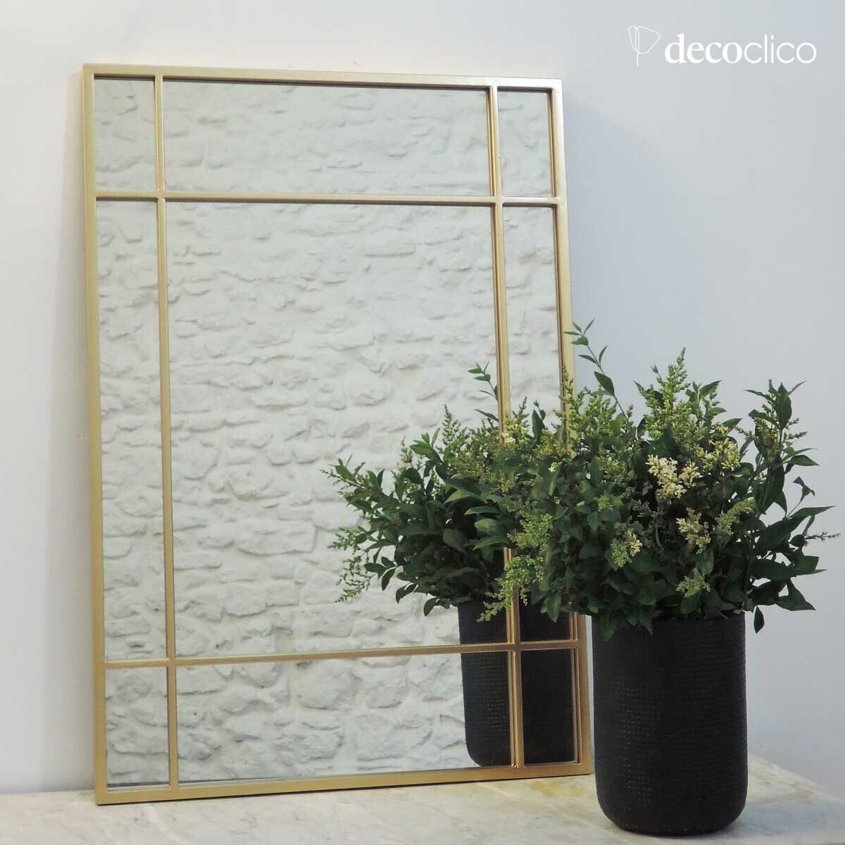 Espejo Art Déco de metal dorado 97 x 67 cm  Wallis