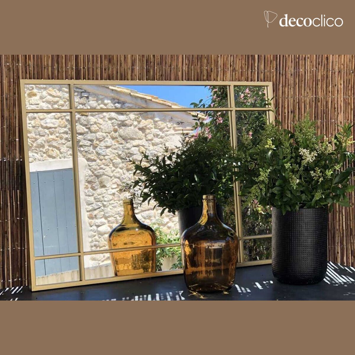 Espejo Art Déco de metal dorado 97 x 67 cm  Wallis