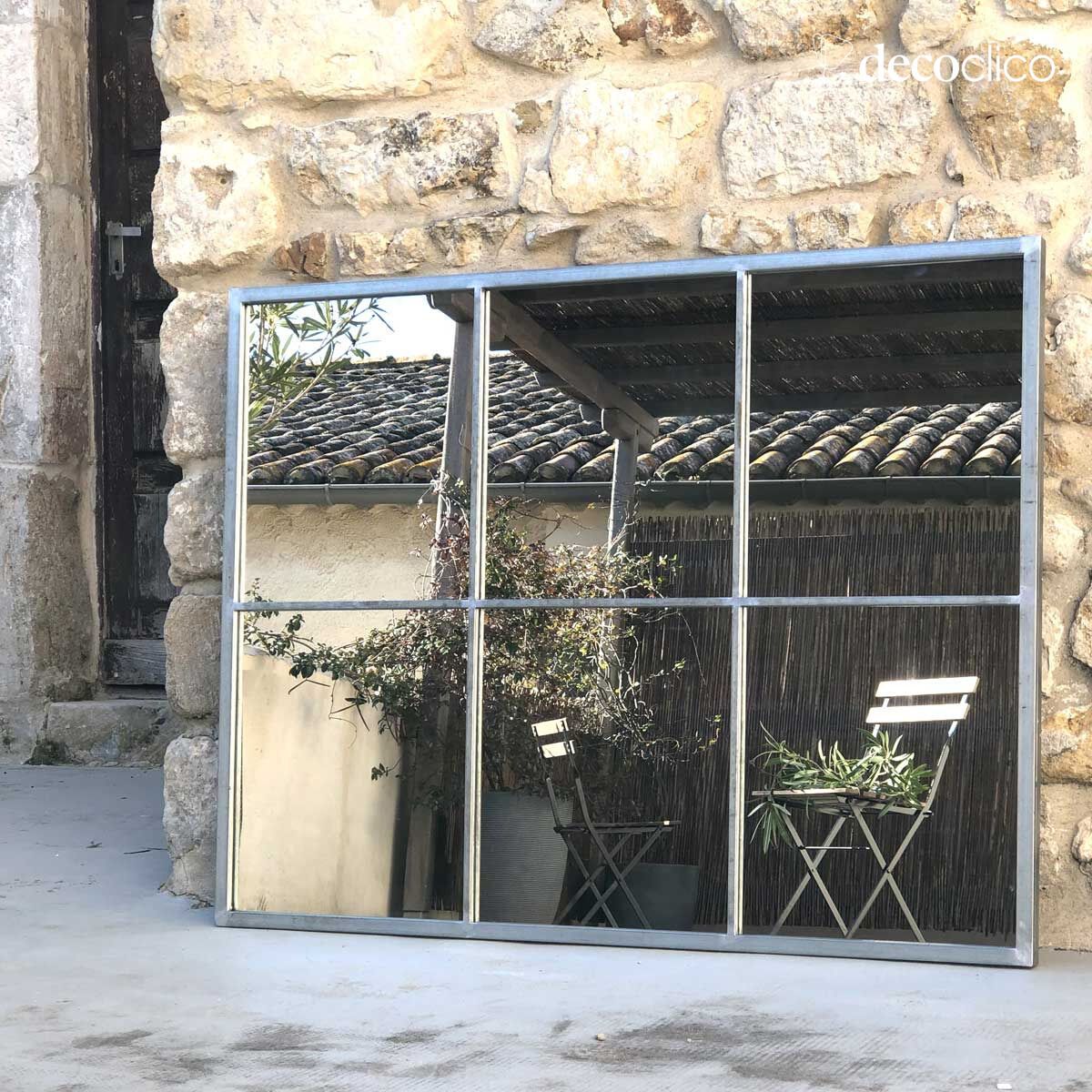 Espejo rectangular con marco de metal acabado en zinc 110 x 85 cm  Bréhat