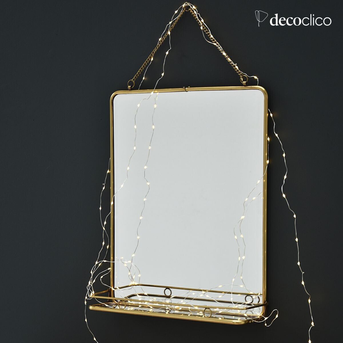 Espejo rectangular de latón con estante 40 x 52 cm Chaumont