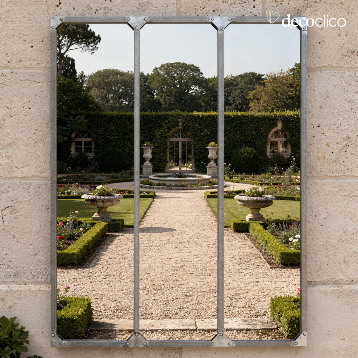 Espejo tipo ventana XL rectangular de metal con acabado zinc 95 x 120 Bricklane