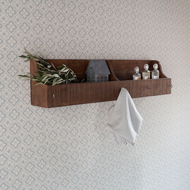 Estante de pared de doble compartimento de madera reciclada Pamir