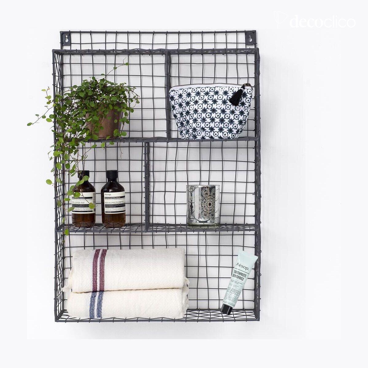 Estante de pared de metal con rejilla antracita 5 huecos Greed