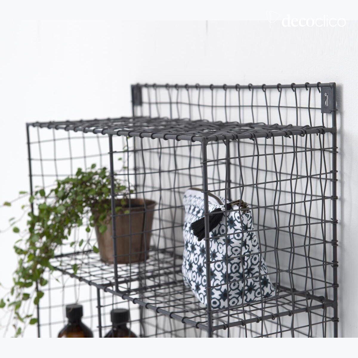 Estante de pared de metal con rejilla antracita 5 huecos Greed