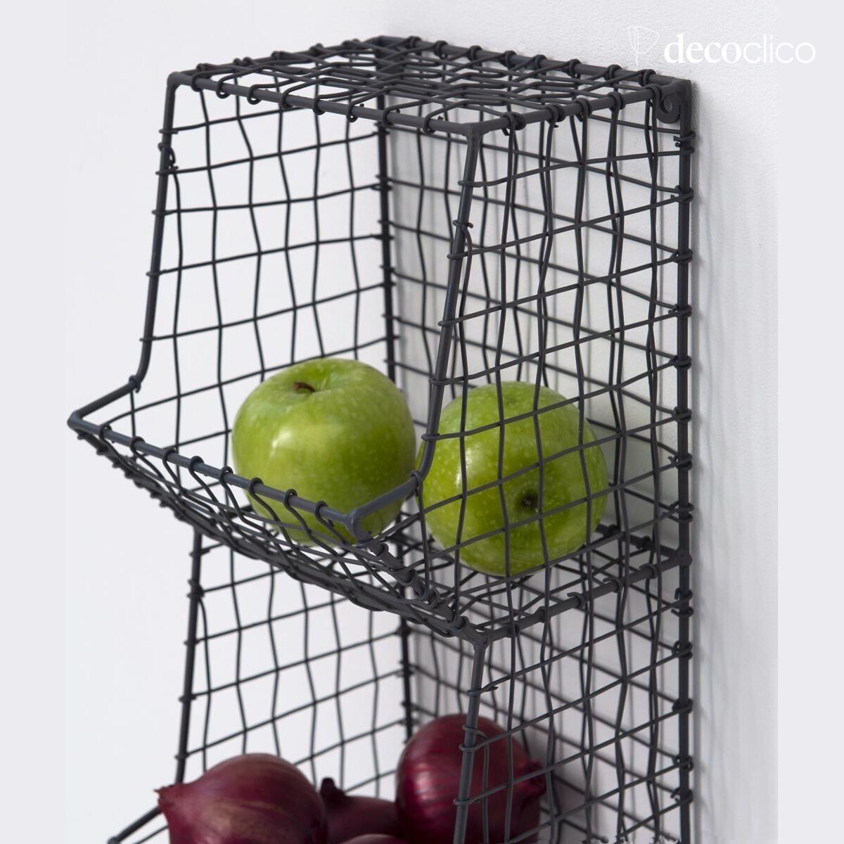 Estante de pared de metal enrejado antracita 3 cestas Greed