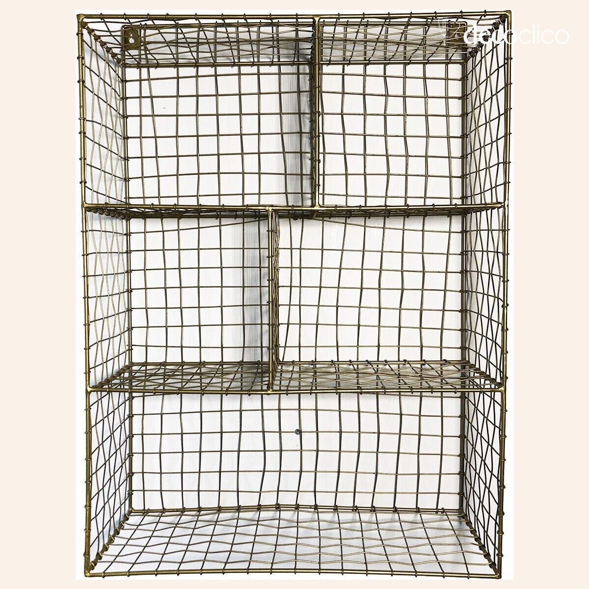 Estante de pared de metal enrejado dorado 5 huecos Greed